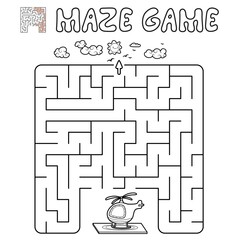 Wall Mural - Maze puzzle game for children. Outline maze or labyrinth game with helicopter.