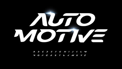 Aufkleber - Automotive alphabet letter font. Modern logo typography. Speed race and active sport vector typographic design. Bold italic type for fast logo, headline, dynamic title, fit monogram, active lettering
