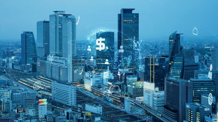 Leinwandbilder - 都市とネットワーク　スマートシティー 