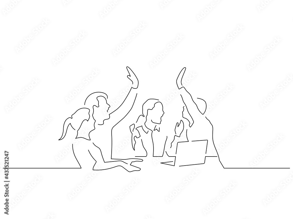 Teamwork line drawing, vector illustration design. Stock Vector | Adobe ...