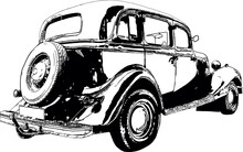 Vector Image Of  Retro Car At The 40s Of The 20th Century