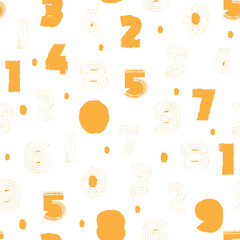 Wall Mural - SEAMLESS YELLOW MATHEMATICS WITH NUMBER ALPHABET PATTERN BACKGROUND