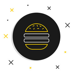 Poster - Line Burger icon isolated on white background. Hamburger icon. Cheeseburger sandwich sign. Fast food menu. Colorful outline concept. Vector