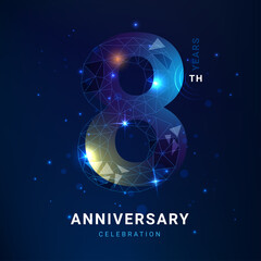 8 years anniversary logo template geometric line with star. Poster template for Celebrating 8th event