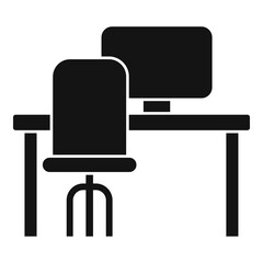 Sticker - Computer workspace icon, simple style