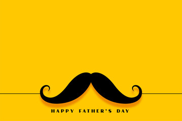 Wall Mural - minimalist happy fathers day mustache yellow background