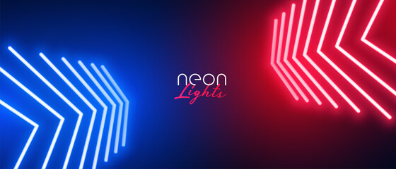 Wall Mural - red and blue neon arrow wide wallpaper