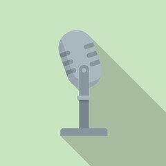 Wall Mural - Studio microphone podcast icon, flat style