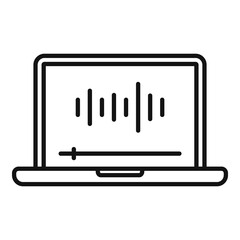 Canvas Print - Laptop podcast icon, outline style