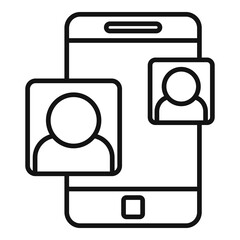 Canvas Print - Smartphone video call icon, outline style