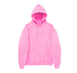 Wall Mural - Blank hoodie sweatshirt color pink front arm view on white background

