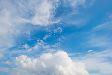 Wall Mural - Clouds in a blue sky in bright sunlight in springtime, Voeren, Limburg, Belgium, June, 2021
