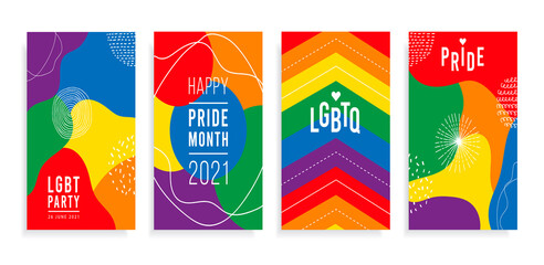 Pride month 2022 logo card with flag.Banner Love is love.Rainbow Pride symbol with heart,LGBT,sexual minorities,gays and lesbians.Designer sign,logo,icon:colorful rainbow on a white background.Vector