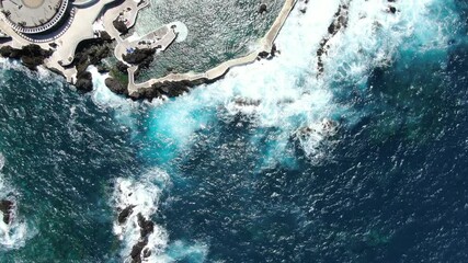 Wall Mural - Cinematic 4k aerial video of Madeira natural swimming pools at Seixal