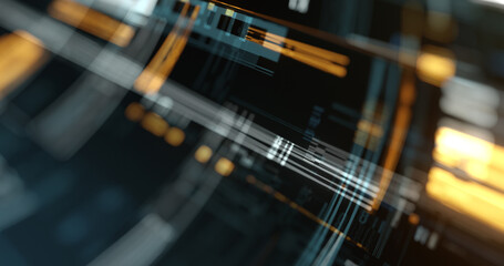 Wall Mural - abstract tech 3d circuit board styled background with fast nodes. 3d rendering