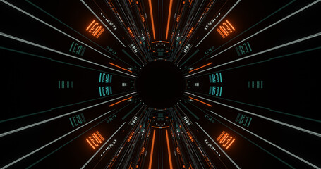 Wall Mural - abstract motion with dots and lines. big data visualization. virtual data transmission in a circular
