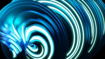 Wall Mural - 3d render of abstract neon shiny swirls, spiral lines and waves. Digital illustration for wallpapers, posters and covers. Futuristic design.