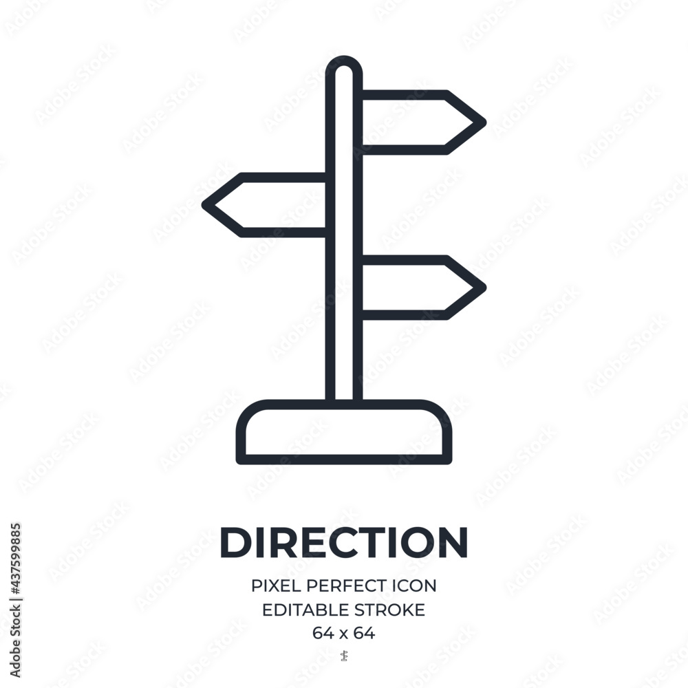 Direction concept signpost editable stroke outline icon isolated on ...
