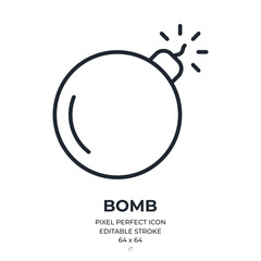 Wall Mural - bomb editable stroke outline icon isolated on white background flat vector illustration. pixel perfe