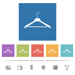 Poster - Clothes hanger flat white icons in square backgrounds