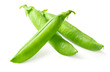 Pod of green peas isolated on the white background. Clipping path.