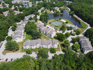 Poster - aerial view of apartment buildings in residential district