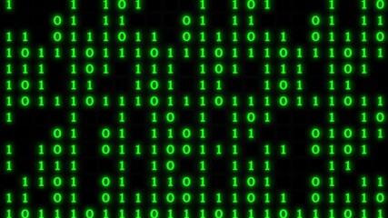 0 Number with 1 Number of ASCII code and concept matrix data style., 3D Rendering