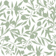 Vector seamless green floral pattern on a white background.
