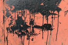 Blots Of Tar With Smudges On The Surface. Color - Copper Hue Red, Black.