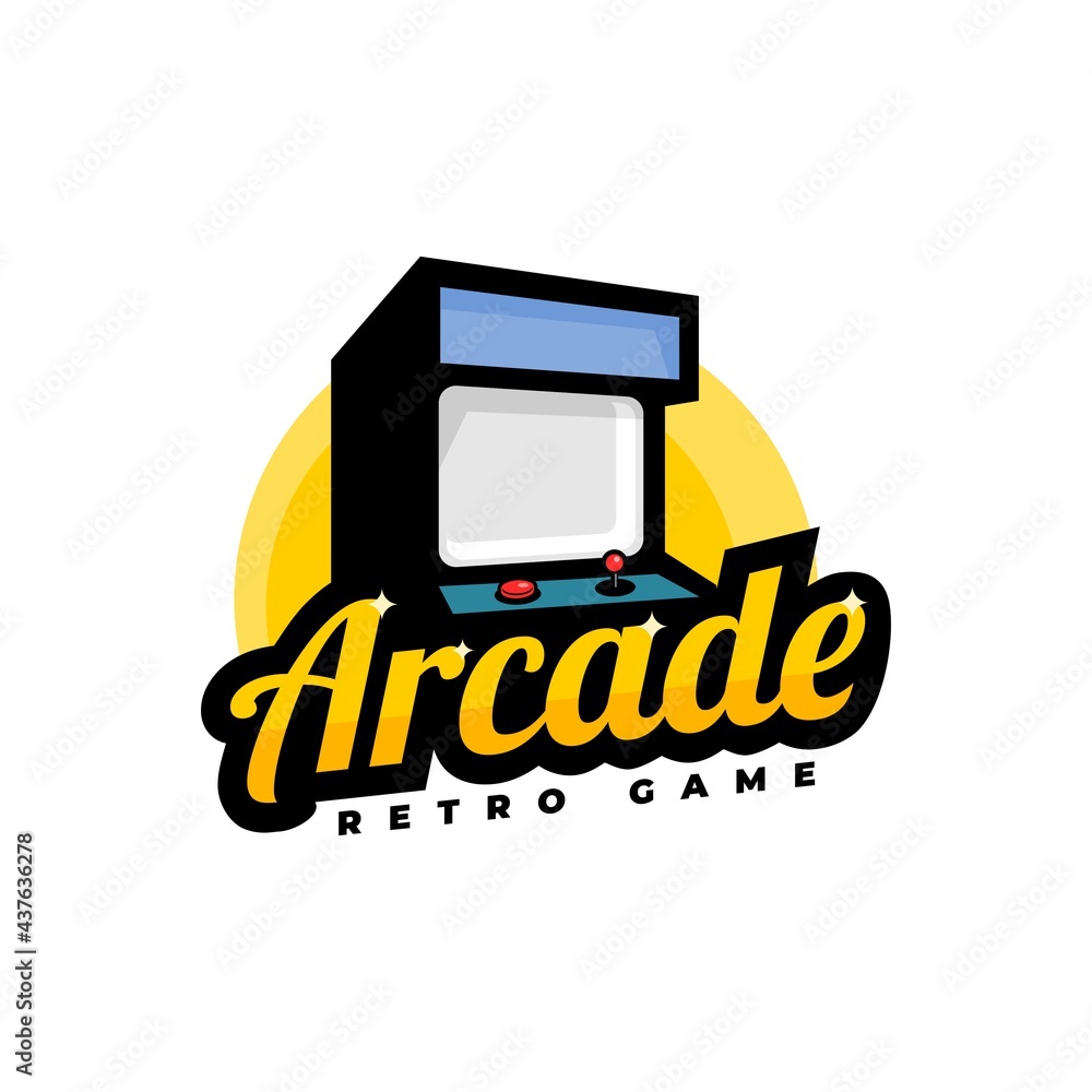 arcade game machine logo with a retro style. good for any business with ...