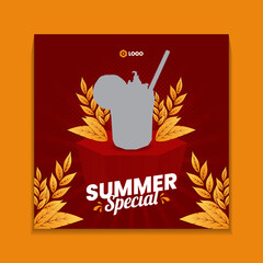 Summer special drink menu social media post template