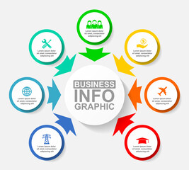 Leinwandbilder - Business infographic vector template for presentation, diagram. Education and industry concept vector illustration with 7 options in eps 10