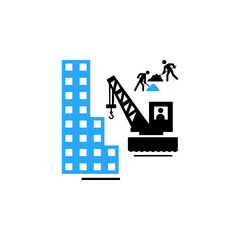 Sticker - building construction colorful icon , building repair icon