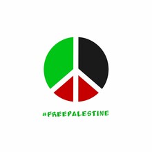 Illustration Vector Graphic Of Free Palestine Perfect For Your Apparel,Banner Design With Solidarity Theme.Peace Logo Of Palestine.Save Humanity