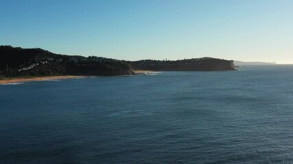 Poster - Steep cliff of Bungan Head at Newport Beach – aerial panorama in 4k.
