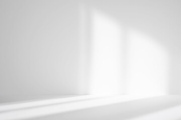 abstract white studio background for product presentation. empty room with shadows of window. displa