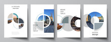 Vector Layout Of A4 Cover Mockups Design Templates For Brochure, Flyer Layout, Booklet, Cover Design, Book, Brochure Cover. Background With Circle Round Banners. Corporate Business Concept Template.