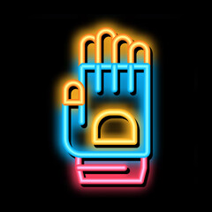 Poster - Protective Glove neon light sign vector. Glowing bright icon Protective Glove sign. transparent symbol illustration