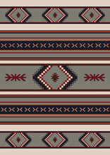 Navajo Tribal Vector Seamless Pattern. Native Indian Ornament. Ethnic South Western Decor Style. Boho Geometric Ornament. Vector Seamless Pattern. Mexican Blanket, Rug. Woven Carpet Illustration.