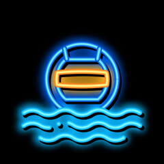 Sticker - Water Volleyball neon light sign vector. Glowing bright icon Water Volleyball sign. transparent symbol illustration