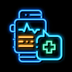 Poster - Heartbeat Watch neon light sign vector. Glowing bright icon Heartbeat Watch sign. transparent symbol illustration