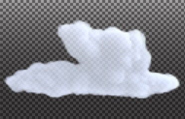 Wall Mural - Realistic white cloud isolated on transparent background. Bright design element. Vector illustration.