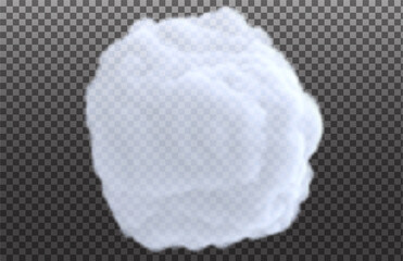 Wall Mural - Realistic white cloud isolated on transparent background. Bright design element. Vector illustration.