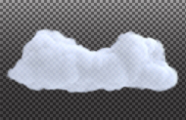 Wall Mural - Realistic white cloud isolated on transparent background. Bright design element. Vector illustration.