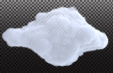 Wall Mural - Realistic white cloud isolated on transparent background. Bright design element. Vector illustration.