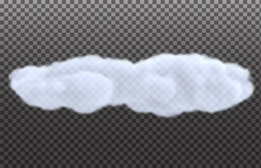 Wall Mural - Realistic white cloud isolated on transparent background. Bright design element. Vector illustration.