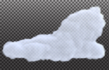 Wall Mural - Realistic white cloud isolated on transparent background. Bright design element. Vector illustration.