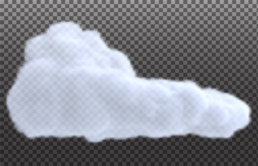 Wall Mural - Realistic white cloud isolated on transparent background. Bright design element. Vector illustration.