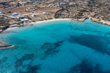 Wall Mural - Greece, Koufonisi island, sandy beach, aerial drone view