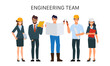 © Felizlalala - Engineering teamwork flat character. Animation cartoon vector.